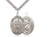 Sterling Silver St. Christopher/Lacrosse Pendant, Stainless Silver Heavy Curb Chain, Large Size Catholic Medal, 1" x 3/4"