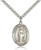Sterling Silver Virgin of the Globe Pendant, Stainless Silver Heavy Curb Chain, Large Size Catholic Medal, 1" x 3/4"