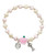 First Communion Cream & Pink Heart Flower Stretchl Bracelet BR737C