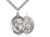 Sterling Silver St. Christopher Hockey Pendant, Stainless Silver Heavy Curb Chain, Large Size Catholic Medal, 1" x 3/4"