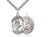 Sterling Silver St. Christopher Tennis Pendant, Stainless Silver Heavy Curb Chain, Large Size Catholic Medal, 1" x 3/4"