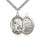 Sterling Silver St. Sebastian  Football Pendant, rhodiumHeavy Curb Chain, Large Size Catholic Medal, 1" x 3/4"