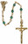 18" Chain-Link Rosary with 4mm Green Crystal Beads, R2854