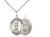 Sterling Silver St. Christopher/Lacrosse Pendant, Lite Curb Chain, Medium Size Catholic Medal, 3/4" x 1/2"