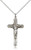 Sterling Silver Crucifix Pendant, Lite Curb Chain, 1 3/8" x 3/4"