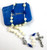 White Blue Rose Bead Rosary