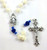 White Blue Rose Bead Rosary