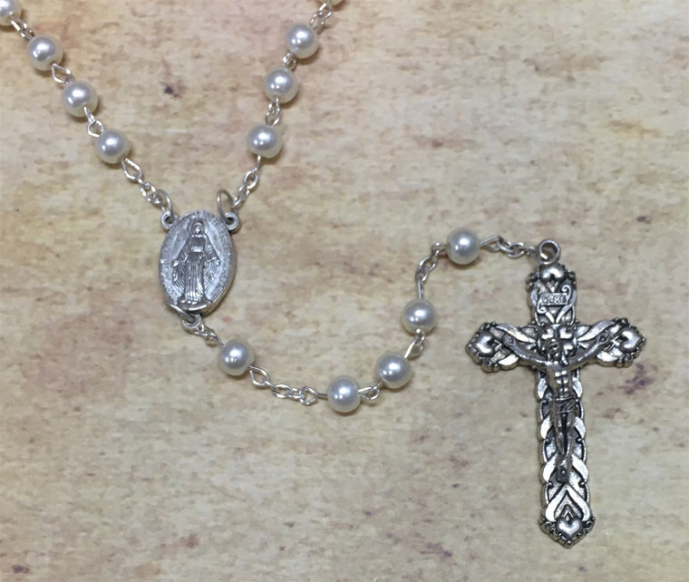 Affordable Pearl Rosary With a Large Crucifix