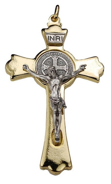Gold and Silver Saint Benedict Crucifix