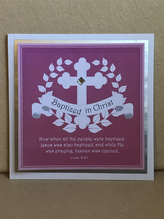 Baptized in Christ Pink Greeting Card