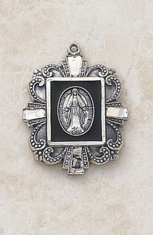 Sterling Silver/Black Miraculous Medal SS5353B