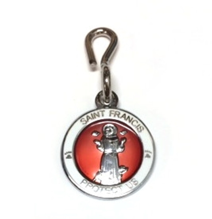 Saint Francis White/Red Enamel Pet Medal