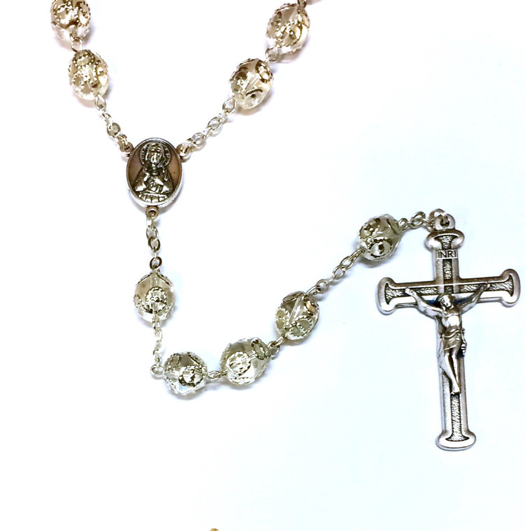 Italian Double Capped Crystal Bead Rosary R774CR