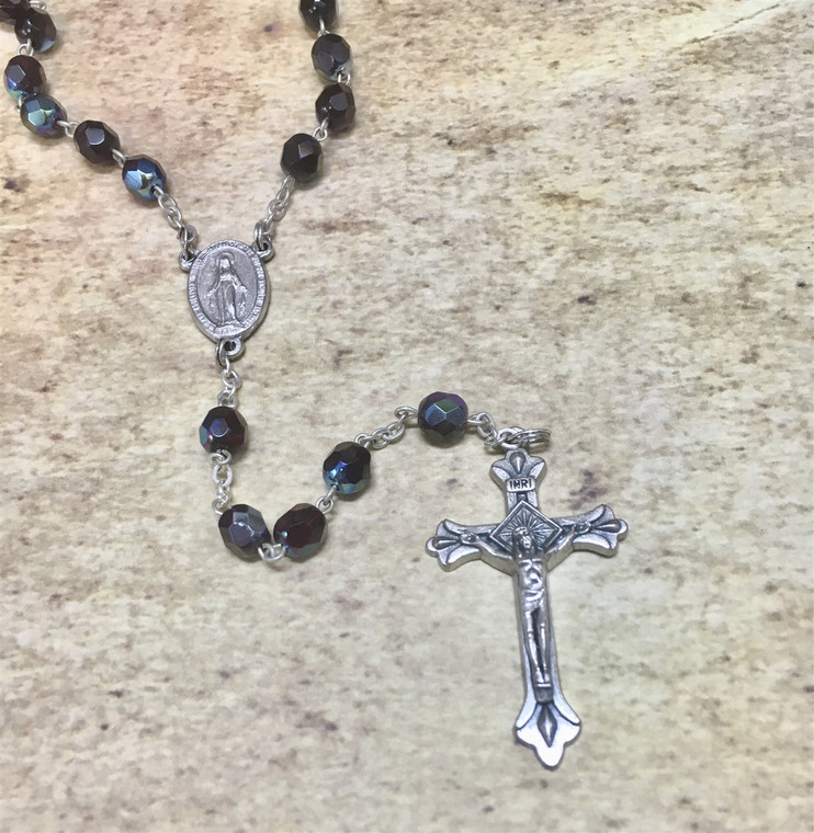 January Garnet Birthstone Crystal Bead Rosary
