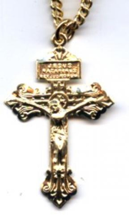 14KT. Gold on Sterling Silver Pardon Crucifix