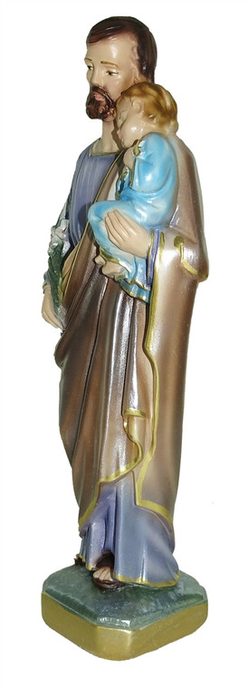 St Joseph with Child Jesus Italian Chalk Pearlized 12" Statue