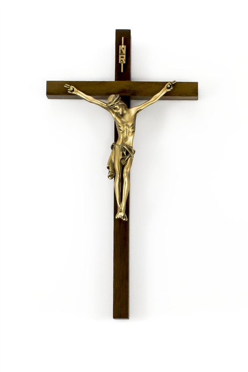 10" Wlanut Crucifix, 5.5" Antique Gold Corpus