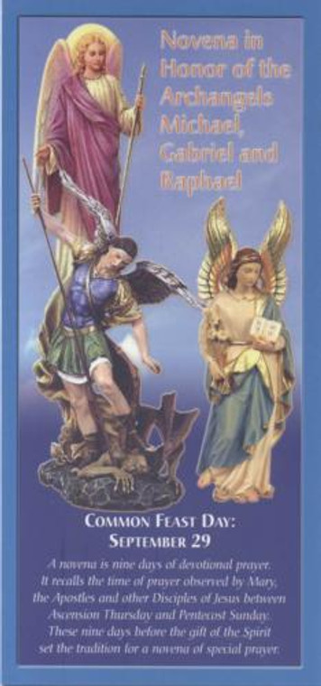 Novena Pamphlet in Honor of the 3 Archangels Michael, Gabriel and Raphael