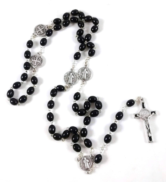 Saint Benedict Black Bead Rosary