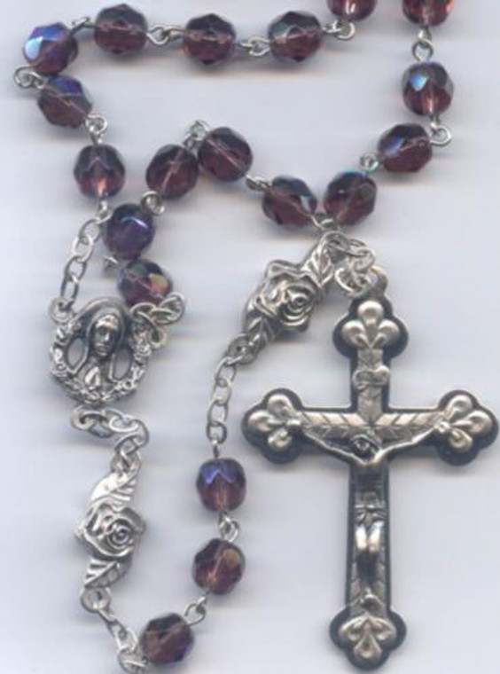 Aurora Borealis Glass Bead Rosary