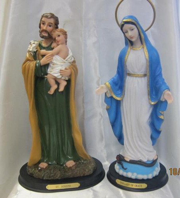 12" St. Joseph or Our Lady of Grace Statue