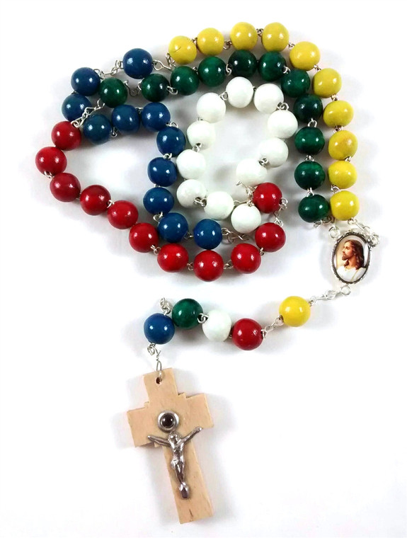 Mission Round Bead Rosary with Lens Crucifix