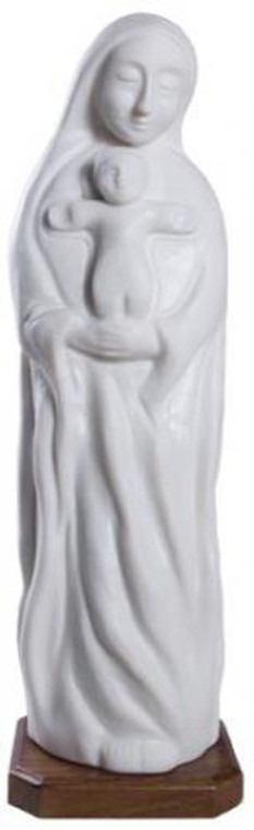 Stylized Madonna with Child Statue (16", White)