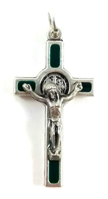 1.5" Green Enamel St. Benedict Crucifix SCX207SGR-BEN