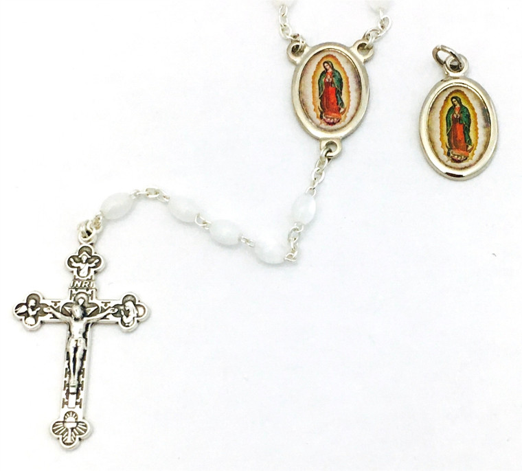 Our Lady of Guadalupe Cats-Eye Bead Rosary and Colored Medal Set
