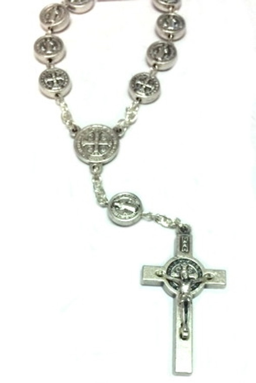 Saint Benedict Silver One Decade Rosary