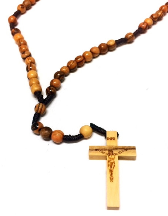 Olive Wood 8MM Bead Cord Rosary