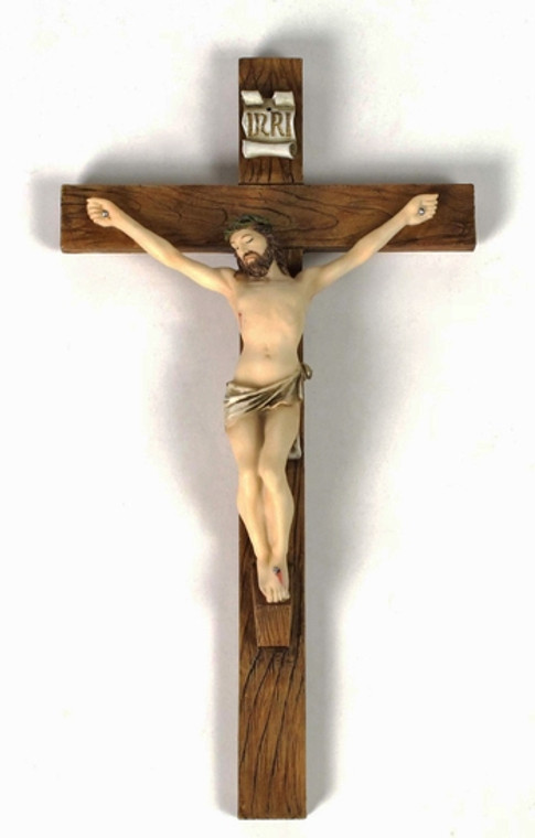 10" or 16" Lightly Hand-Painted Crucifix
