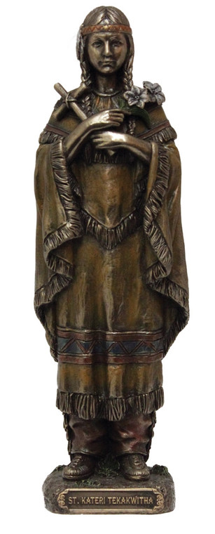 St. Kateri Lightly Hand-Painted 8 inch Statue SR-76433