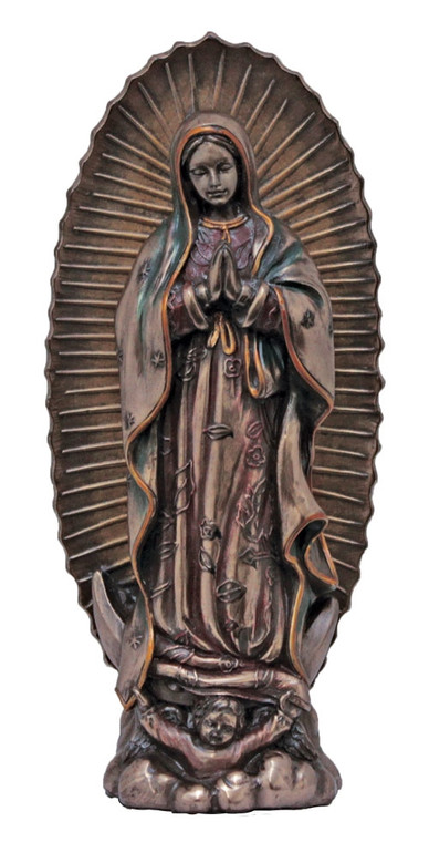 Our Lady of Guadalupe, Cold-Cast Bronze, Lightly Hand-Painted, 6 inches