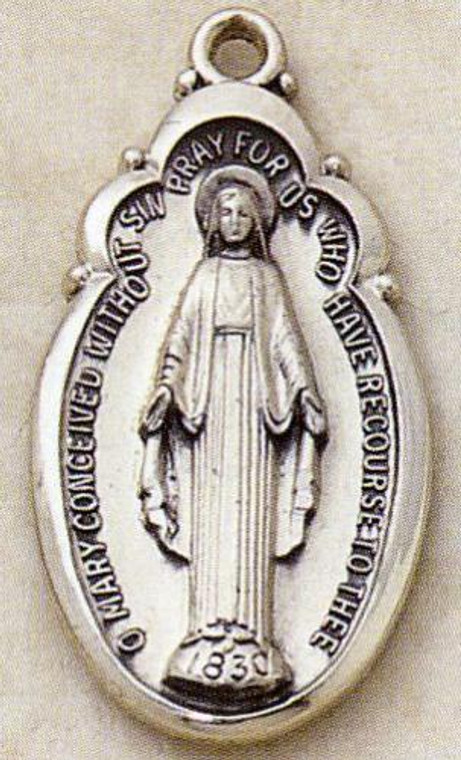 Miraculous Medal -- 3.6cm -- Sterling Silver