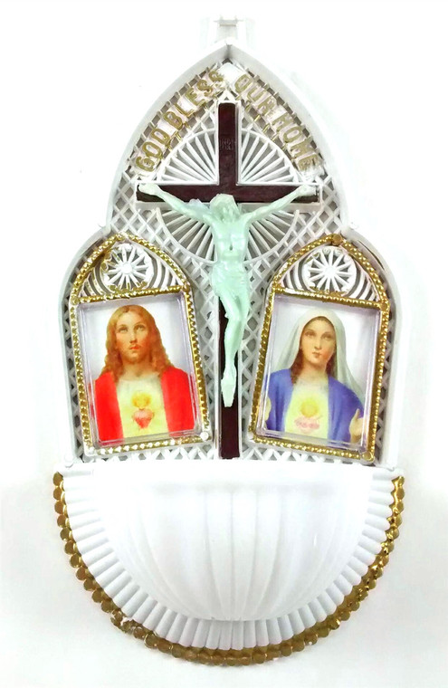 Sacred Heart of Jesus & Immaculate Heart of Mary Holy Water Font