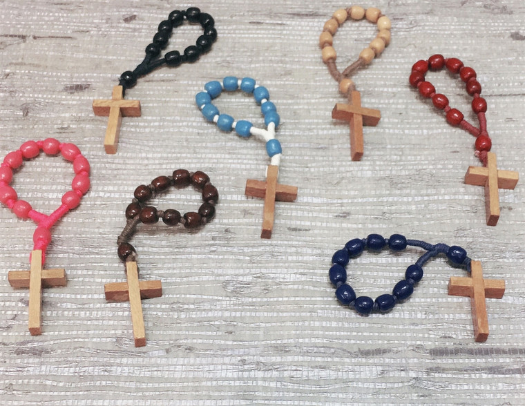 One Decade Wood Bead Cord Finger Rosary