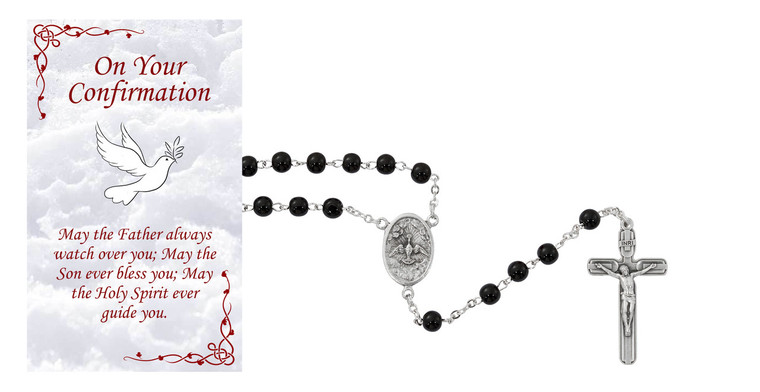 Black Glass Confirmation Rosary P537RC