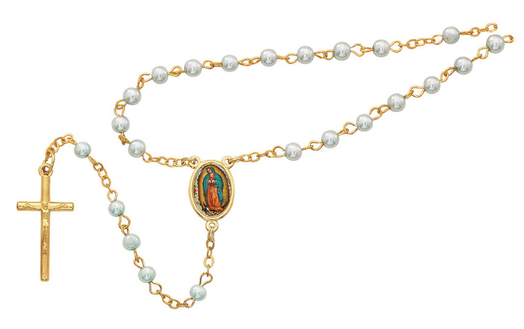 Blue Rosary and Gold Guadalupe Box 760-123