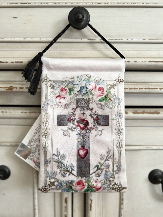 Velvet HD Print Blessings Pouch Cross and Hearts
