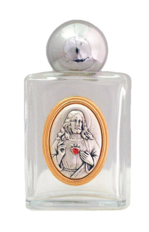 Sacred Heart of Jesus Glass Holy Water Bottle