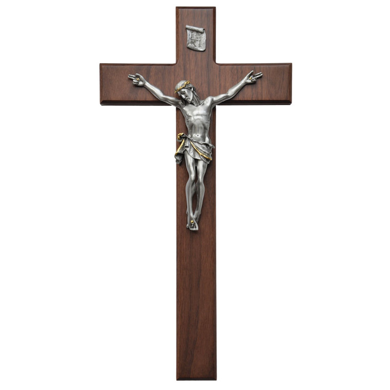 18″ Walnut Wall Crucifix WP25