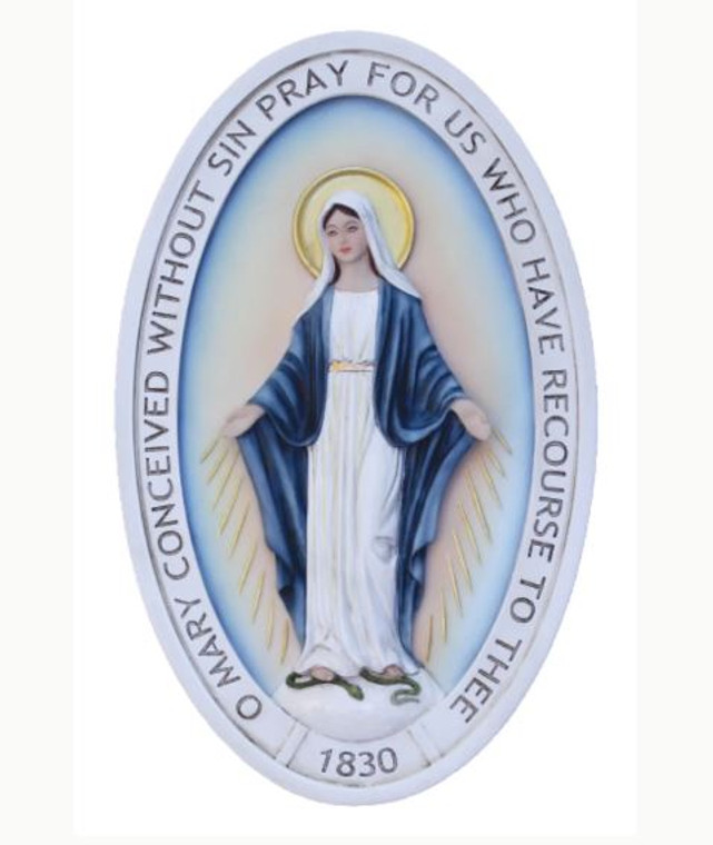 Miraculous Medal Plaque in Fully Hand-Painted Color