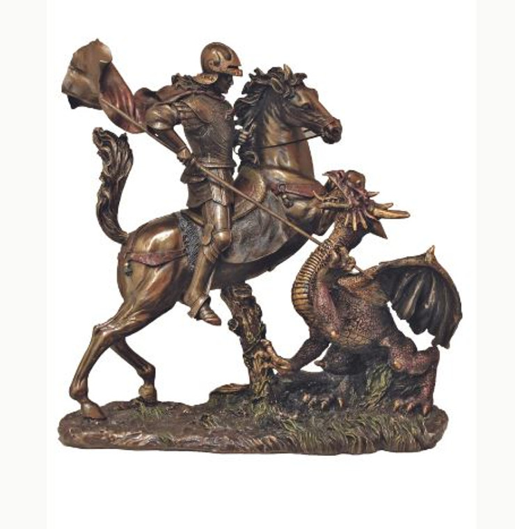 St. George in Lightly Hand-Painted Cold Cast Bronze