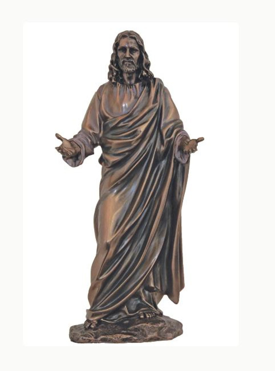 Welcoming Christ in Lightly Hand-Painted Cold Cast Bronze