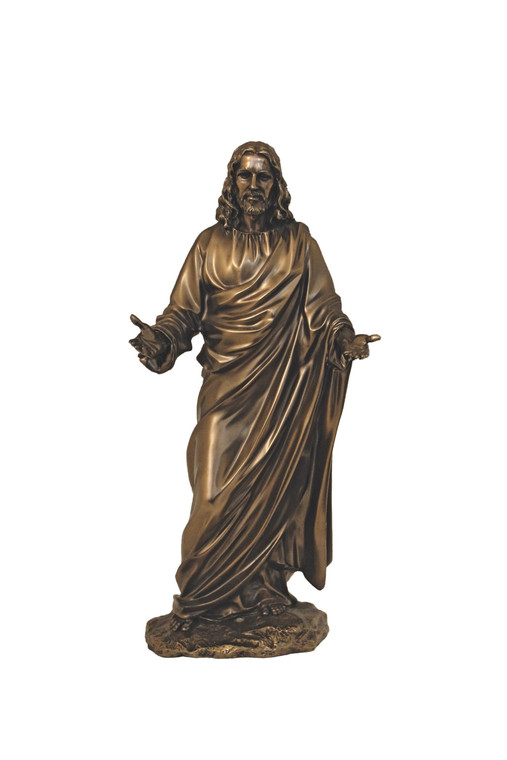 Welcoming Christ in Lightly Hand-Painted Cold Cast Bronze