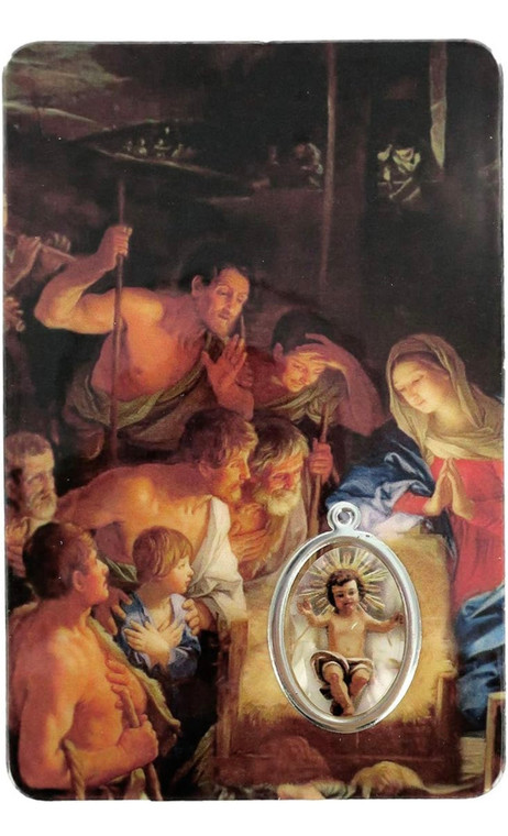 Nativity Holy Card with Picture Medal