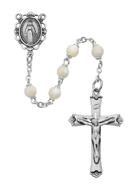 Blessed Mary Mother of Pearl and Sterling Silver Rosary
