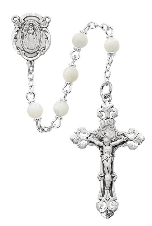 Blessed Mary Mother of Pearl and Sterling Silver Rosary