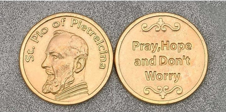 Gold Saint Padre Pio Pocket Token 171-25-3005